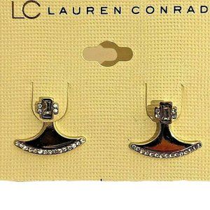 LAUREN CONRAD Gold-Tone/Crystal Pendulum Earrings